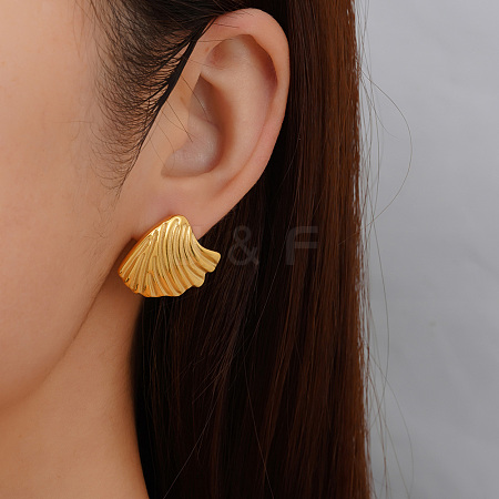 Simple Stainless Steel Seashell Stud Earrings NE7504-1