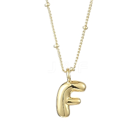 1Pc Initial Letter Brass Pendant Necklaces NJEW-YW0001-24F-1