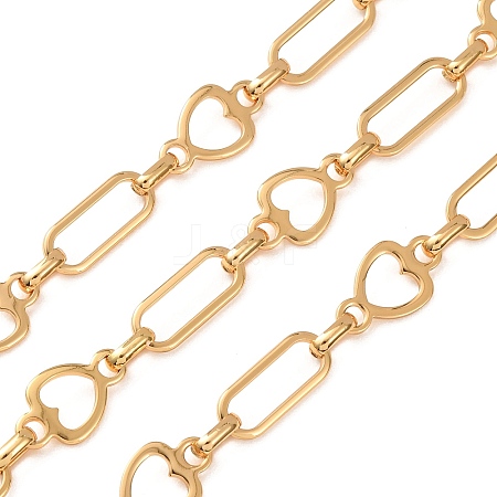 304 Stainless Steel Rectangle & Heart Link Chains SA-CBAE0F2-06G-1