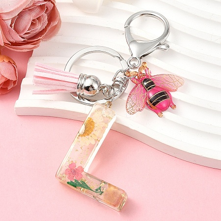 Resin & Acrylic & Faux Suede Tassel Keychain KEYC-YW00125-12-1