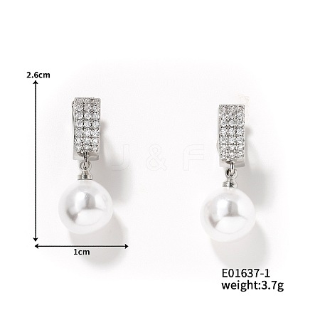 Elegant French Style Fashion Imitation Pearl Hoop Earrings for Women with Shiny Design BD2550-1-1