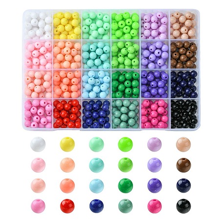 24Colors Opaque Acrylic Beads MACR-YW0002-93-1