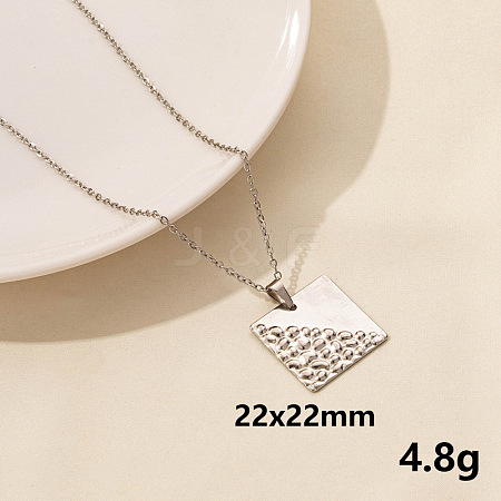 304 Stainless Steel Square Pendant Necklaces ZZ2902-7-1