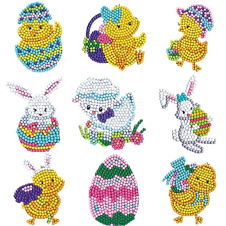 Easter Chick & Rabbit DIY Diamond Painting Sticker Kit PW-WG21170-02-1