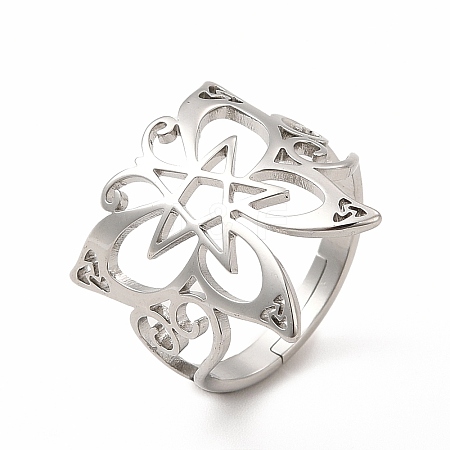 Non-Tarnish 304 Stainless Steel Butterfly with Star Adjustable Ring for Women RJEW-B027-08P-1