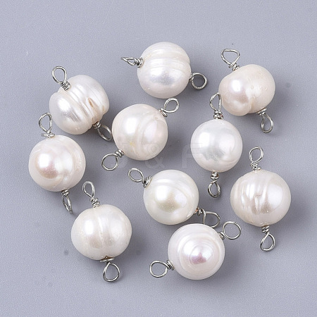 Natural Cultured Freshwater Pearl Links connectors X-PEAR-S014-02-1