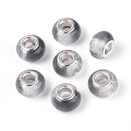 Transparent Resin Rondelle European Beads RESI-N044-02B-1
