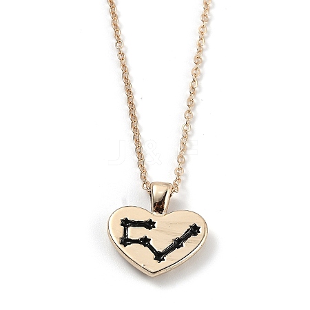 Golden Plated Heart with Constellation/Zodiac Sign Alloy Enamel Pendant Necklaces NJEW-H214-A06-G-1