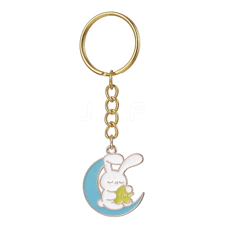 Moon with Rabbit Alloy Enamel Pendant Keychain KEYC-JKC00623-01-1