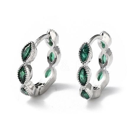 Green Cubic Zirconia Horse Eye Wrap Hoop Earrings EJEW-K083-34P-C-1