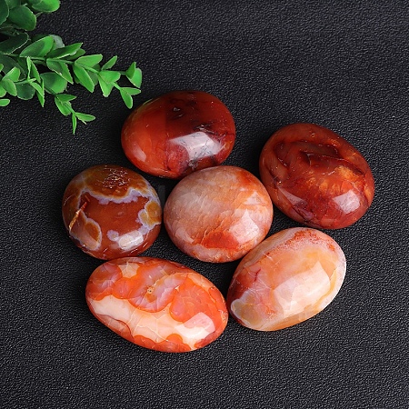 Natural Red Agate Oval Palm Stone Reiki Polished Healing Pocket Worry Stone PW-WG0D36A-01-1