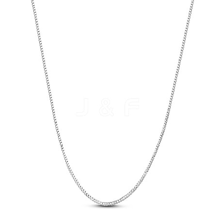 SHEGRACE Rhodium Plated 925 Sterling Silver Box Chain Necklaces JN985A-1