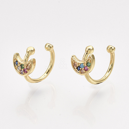 Brass Cubic Zirconia Cuff Earrings EJEW-S201-188-1