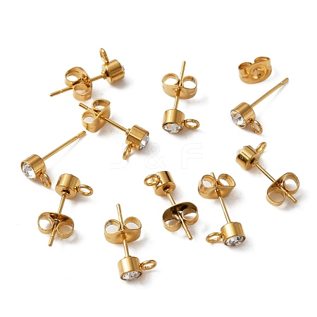 304 Stainless Steel Stud Earrings Findings STAS-WH0029-44B-G-1