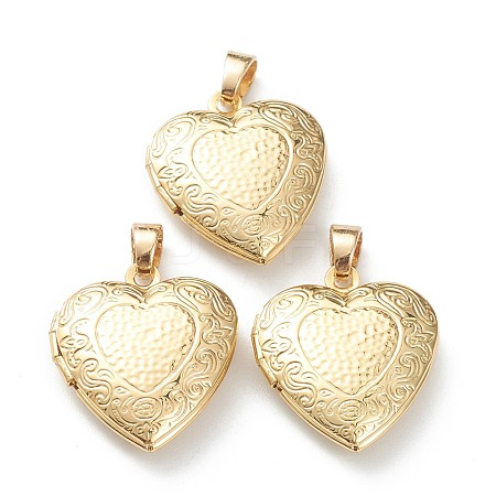 Brass Locket Pendants KK-P199-17G-1