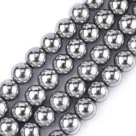 1Strand Grade A Non-Magnetic Synthetic Hematite Beads Strands X-G-S096-10mm-3-1