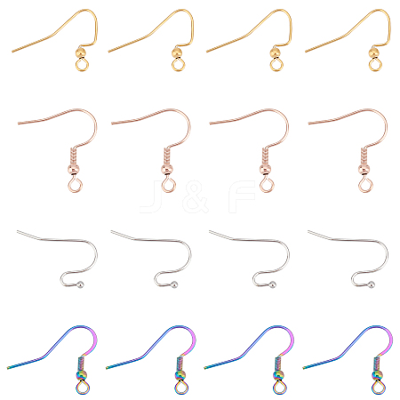 120Pcs 4 Styles 304 Stainless Steel Earring Hooks STAS-UN0034-15-1