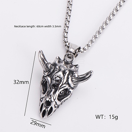 Gothic 316 Surgical Stainless Steel Pendant Box Chain Necklaces for Men ZF3615-4-1