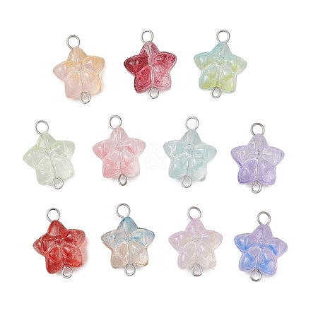 Star Gradient Color Baking Paint Transparent Glass Connector Charms PALLOY-JF03275-02-1