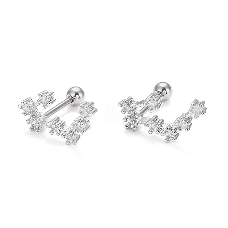 Brass Micro Pave Clear Cubic Zirconia Stud Earrings EJEW-F258-01E-P-1