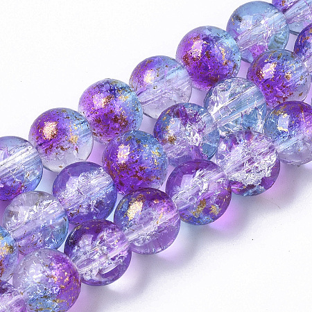 Transparent Spray Painted Crackle Glass Bead Strands X-GLAA-N035-03C-A03-1
