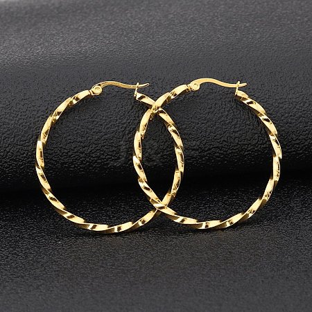 Titanium Steel Hoop Earrings STAS-TAC0001-11B-G-1