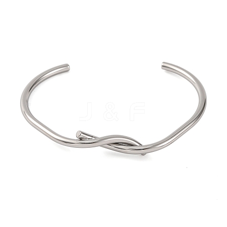 304 Stainless Steel Cuff Bangles for Women BJEW-D048-08P-1