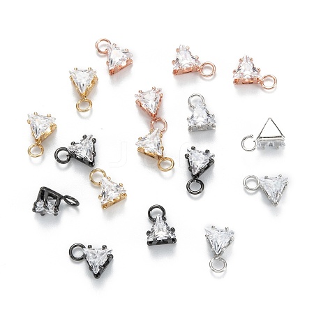 Brass Clear Cubic Zirconia Charms ZIRC-G170-14-1