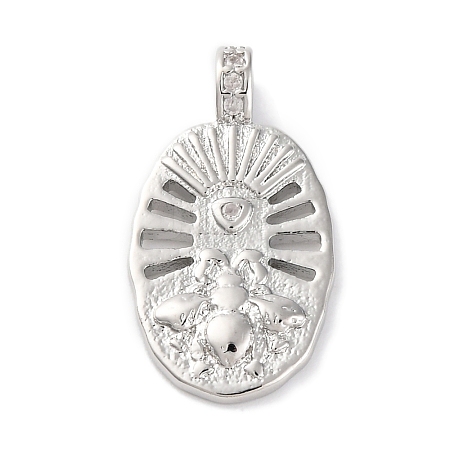 Brass Pendants With Clear Cubic Zirconia KK-S403-04P-1