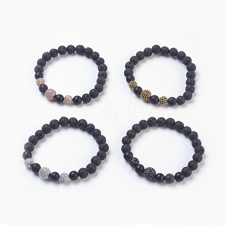 Natural Lava Rock Beads Stretch Bracelets BJEW-JB03901-1