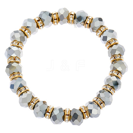 Electroplated Glass Stretch Bracelets PW-WGDFEAE-06-1