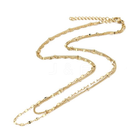 Ion Plating 304 Stainless Steel Satellite & Oval Link Chains Double Layer Necklace for Men Women STAS-H165-04G-1