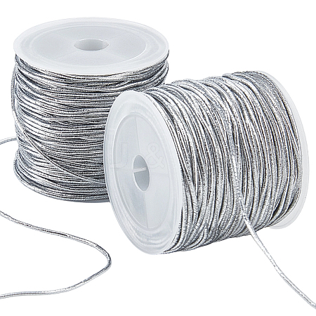 2 Rolls Polyester Metallic Elastic Round Cord OCOR-CY0003-50B-1