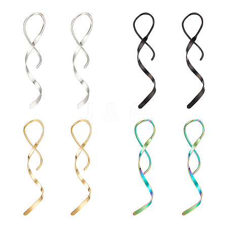 ANATTASOUL 3 Pairs 3 Colors 304 Stainless Steel Spiral Dangle Earrings for Women EJEW-AN0003-02-1