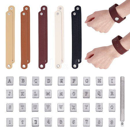 DIY Number Letter Pattern Cord Bracelet Making Kits DIY-PH0009-04-1