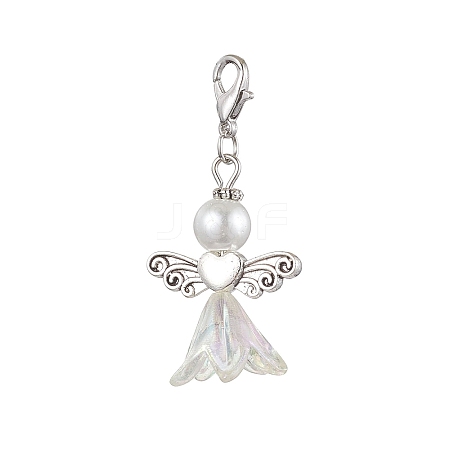 Wedding Season Angel Glass Pearl & Acrylic Pendant Decorations HJEW-JM01923-01-1