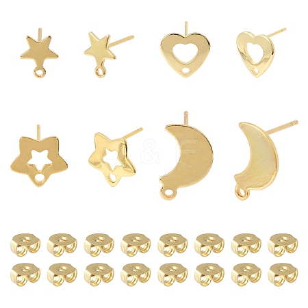 16Pcs 4 Styles 304 Stainless Steel Stud Earring Findings STAS-FS0001-85G-1