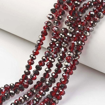 Electroplate Transparent Glass Beads Strands X-EGLA-A034-T8mm-P06-1