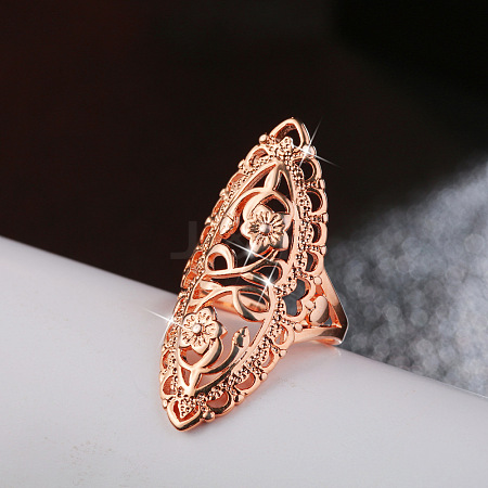 Horse Eye with Flower Pattern Brass Finger Rings FS-WGACB46-02-1