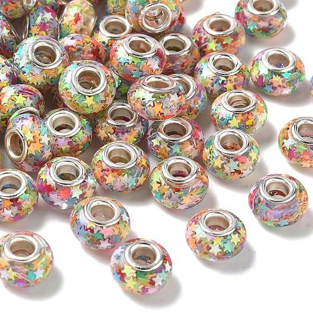 Transparent Resin Rondelle European Beads RESI-S023-06-1