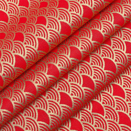 Fish Scales Pattern Japanese-style Cotton Fabric DIY-WH0579-98B-1