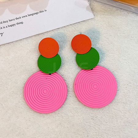 3-Round Alloy Dangle Stud Earrings FS-WG460DD-12-1