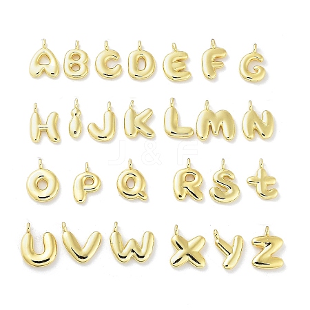 Rack Plating Brass Balloon Letter Pendants KK-C050-01G-1