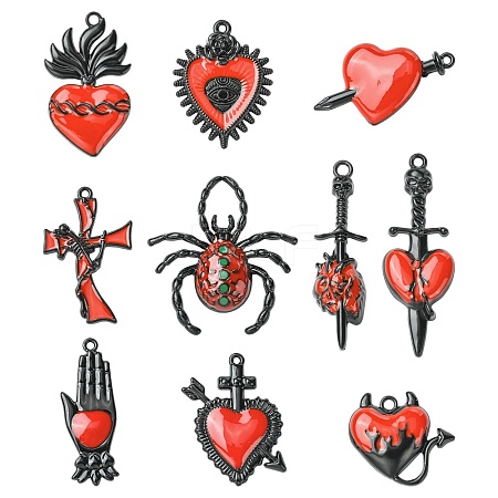 20Pcs 10 Styles Baking Paint Alloy Enamel Pendants ENAM-CJ0007-58-1