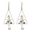 2Pair Girl with Triangle Brass Glass Seed Beads Dangle Earrings EJEW-MZ00453-4
