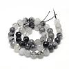 Natural Black Rutilated Quartz Beads Strands G-R447-8mm-03-2