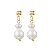 Shell Pearl Round Beaded Necklaces & Stud Dangle Earrings Sets for Women SJEW-JS01349-6