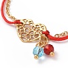 Gold Plated 304 Stainless Steel Heart Link Bracelet with Glass Beads Charms for Women STAS-E154-05G-02-2