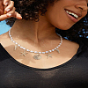 1Pc Alloy Starfish Shell Shape Charm White Round ABS Plastic Imitation Pearl Beaded Necklaces NJEW-LP0007-38-1