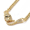 Cubic Zirconia Leopard Pendant Necklace with Brass Curb Chains for Women NJEW-G096-01G-02-2